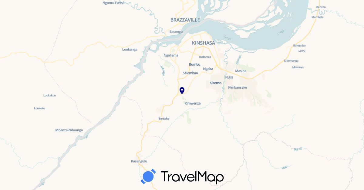 TravelMap itinerary: driving in Democratic Republic of the Congo (Africa)